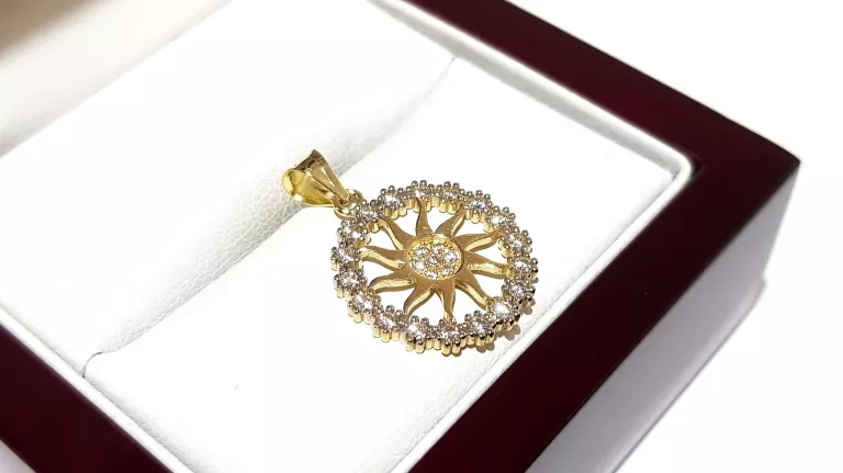 WYRÓB JUBILERSKI UŻYWANY ZŁOTA ZAWIESZKA SŁOŃCE PR585 ŚREDNICA 1,5CM 1,58G