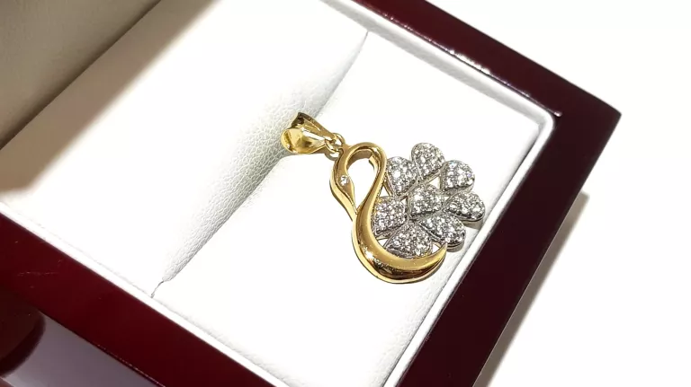 WYRÓB JUBILERSKI UŻYWANY ZŁOTA ZAWIESZKA ŁABĘDŹ PR585 1,5X1,8CM 1,62G