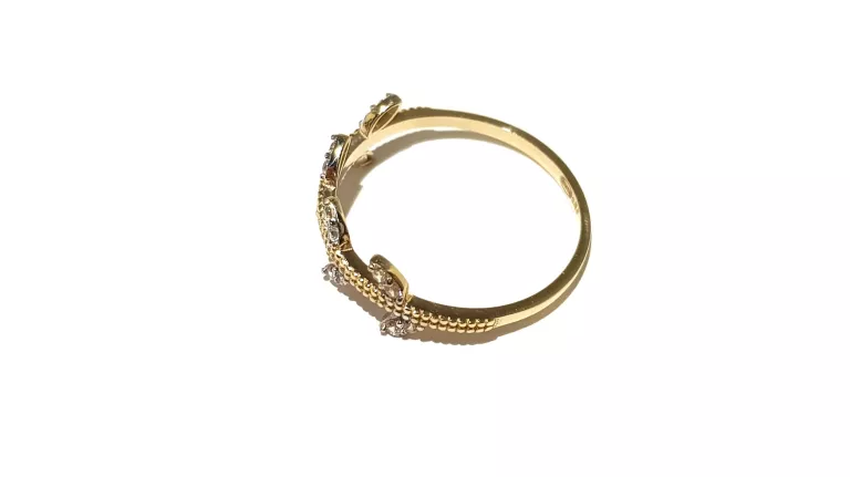 WYRÓB JUBILERSKI UŻYWANY ZŁOTY PIERŚCIONEK LISTKI PR585 R14 1,24G