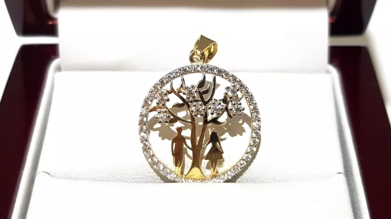 WYRÓB JUBILERSKI UŻYWANY ZŁOTA ZAWIESZKA DRZEWKO PR585 ŚREDNICA1,8CM 1,42G