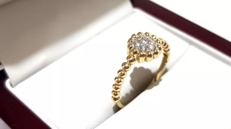 WYRÓB JUBILERSKI UŻYWANY ZŁOTY PIERŚCIONEK PR585 R14 1,44G