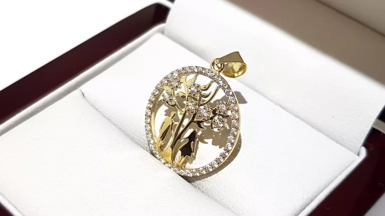 WYRÓB JUBILERSKI UŻYWANY ZŁOTA ZAWIESZKA DRZEWKO PR585 ŚREDNICA1,8CM 1,42G