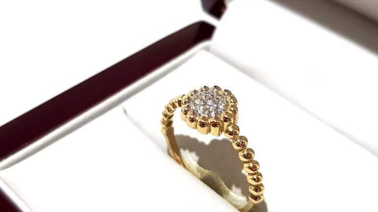 WYRÓB JUBILERSKI UŻYWANY ZŁOTY PIERŚCIONEK PR585 R14 1,44G