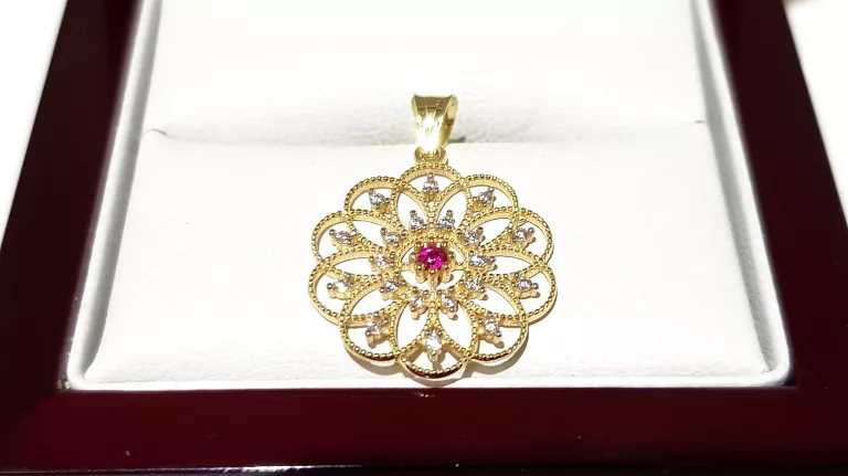 WYRÓB JUBILERSKI UŻYWANY ZŁOTA ZAWIESZKA AŻUROWA PR585 ŚREDNICA1,7CM 1,35G