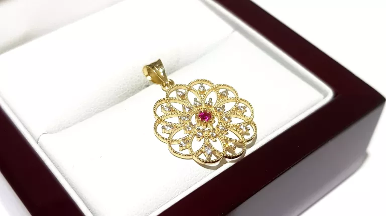 WYRÓB JUBILERSKI UŻYWANY ZŁOTA ZAWIESZKA AŻUROWA PR585 ŚREDNICA1,7CM 1,35G