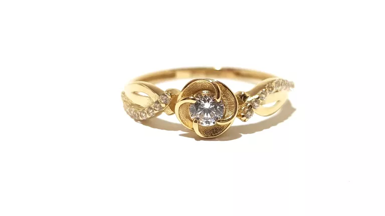 WYRÓB JUBILERSKI UŻYWANY ZŁOTY PIERŚCIONEK KWIATEK PR585 R16 1,65G