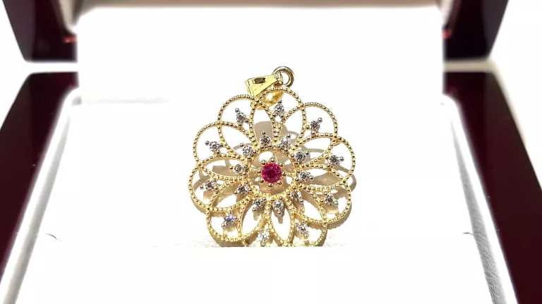 WYRÓB JUBILERSKI UŻYWANY ZŁOTA ZAWIESZKA AŻUROWA PR585 ŚREDNICA1,7CM 1,35G