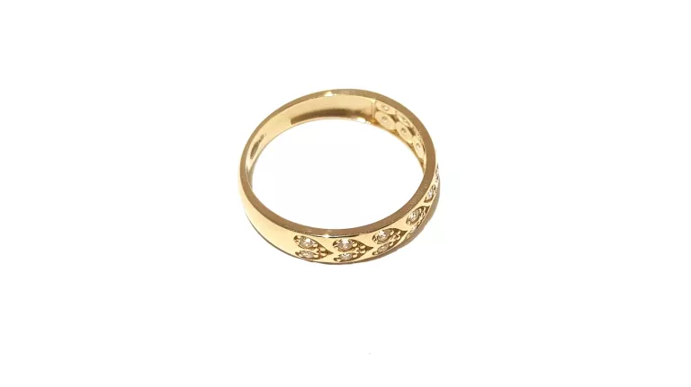 WYRÓB JUBILERSKI UŻYWANY ZŁOTY PIERŚCIONEK SERCA LISTKI PR585 R14 1,78G