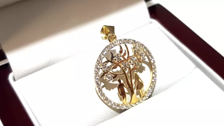 WYRÓB JUBILERSKI UŻYWANY ZŁOTA ZAWIESZKA DRZEWKO PR585 ŚREDNICA1,8CM 1,42G