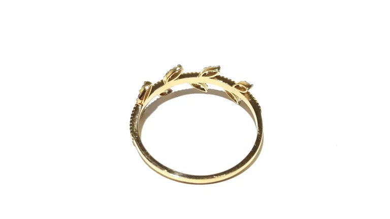 WYRÓB JUBILERSKI UŻYWANY ZŁOTY PIERŚCIONEK LISTKI PR585 R14 1,24G