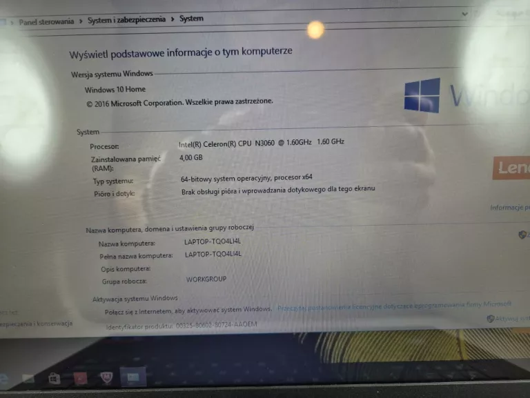 LAPTOP LENOVO IDEAPAD 110-15IBR N3060/4GB/500GB ZASILACZ