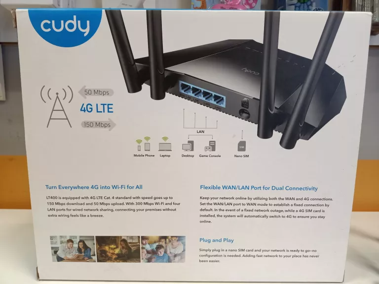 ROUTER NA KARTĘ SIM CUDY LT400 LTE 4G 300MBPS