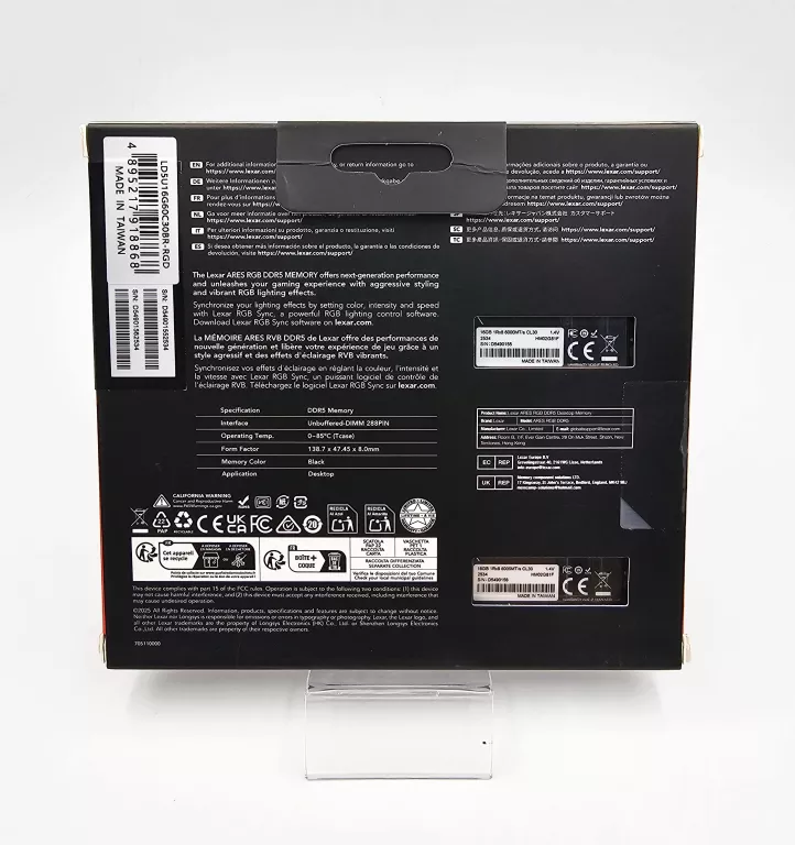 PAMIĘĆ LEXAR ARES RGB GEN2 DDR5 32 GB 6000MHZ CL30 LD5U16G60C30BR-RGD