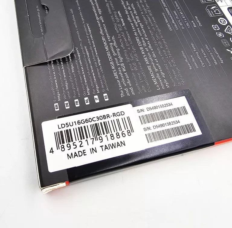 PAMIĘĆ LEXAR ARES RGB GEN2 DDR5 32 GB 6000MHZ CL30 LD5U16G60C30BR-RGD