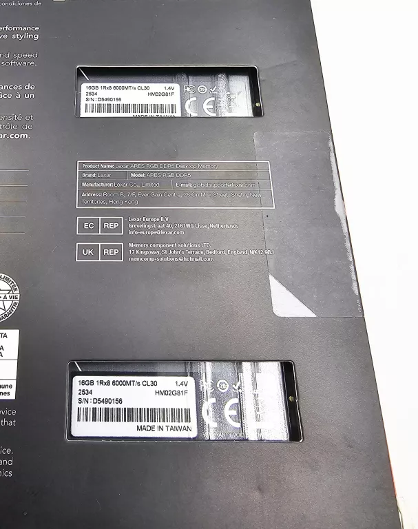 PAMIĘĆ LEXAR ARES RGB GEN2 DDR5 32 GB 6000MHZ CL30 LD5U16G60C30BR-RGD