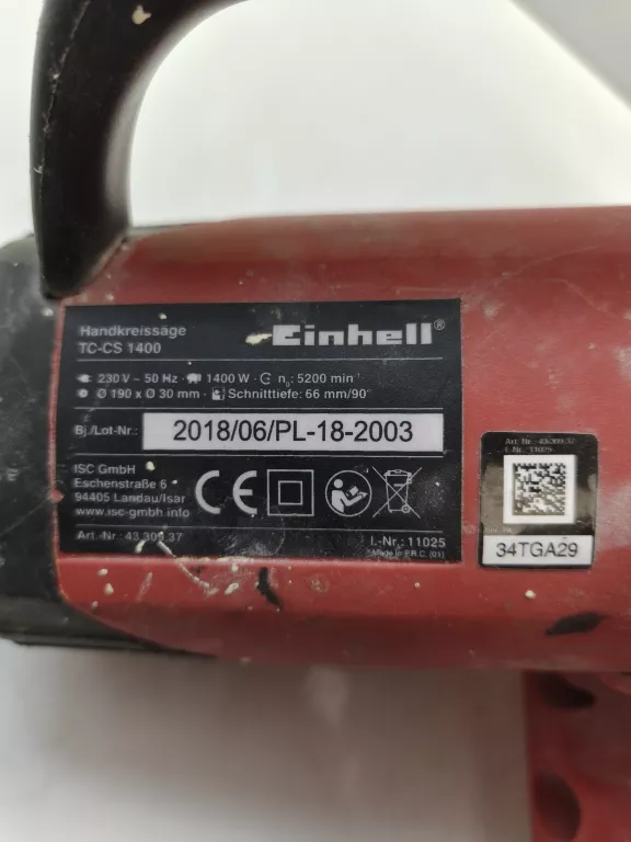 PIŁA TARCZOWA EINHELL CZERWONA TC-CS 1200