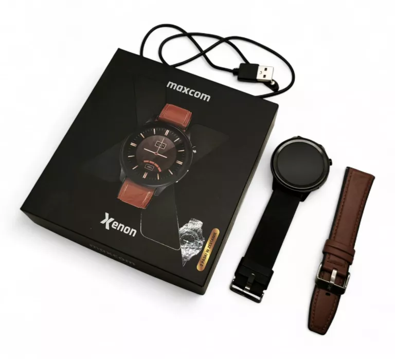 SMARTWATCH MAXCOM XENON FW46 + OPASKA X2 + PUDEŁKO + KABEL ŁADUJĄCY