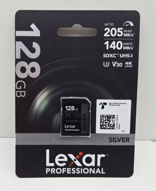 KARTA SD LEXAR PROFESSIONAL SILVER 128GB ODCZYT DO 205 MB/S ZAPIS 140 MB/S