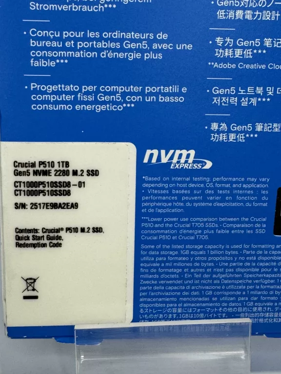 DYSK SSD CRUCIAL P510 1TB M.2 2280 PCI-E X4 GEN5 NVME CT1000P510SSD8