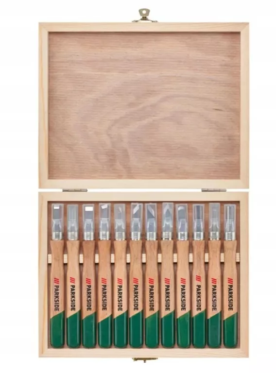 NOŻE DO RZEŹBIENIA DREWNA 12 SZT PRECYZYJNE OSTRZA ETUI PARKSIDE