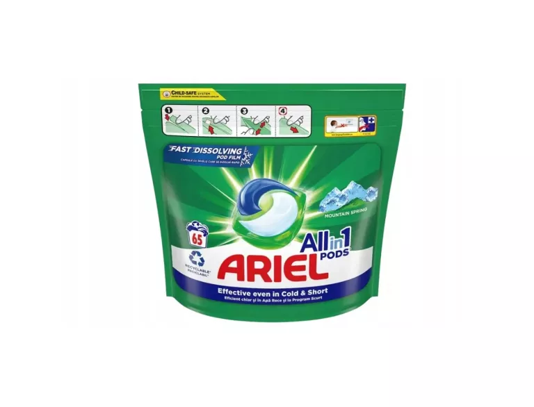 KAPSUŁKI DO PRANIA ALLINONE ARIEL MOUNTAIN SPRING PODS 65 PRAŃ 65 SZTUK