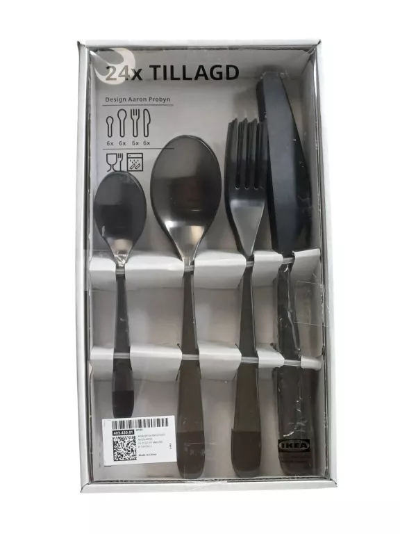 ZESTAW SZTUĆCÓW IKEA TILLAGD 24 ELEMENTY CZARNE