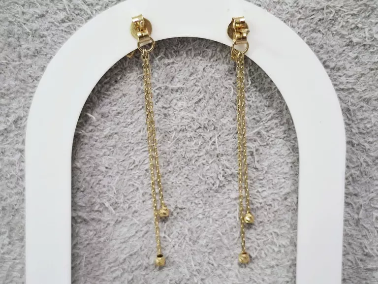 ZŁOTE DŁUGIE WISZĄCE KOLCZYKI KRZYŻYKI  P585 1,91G 4,5CM