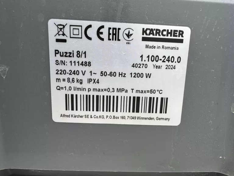 ODKURZACZ PIORĄCY KARCHER PUZZI 8/1 1.100-240.0 1200W