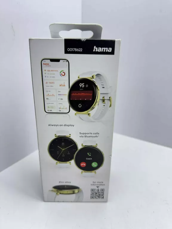 SMARTWATCH HAMA 7000 GPS AMOLED BIAŁO-ZŁOTY PLOMBY