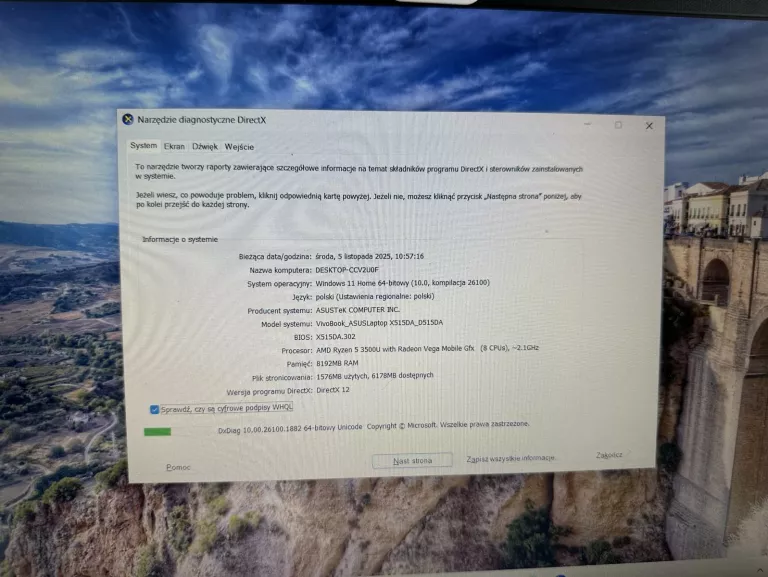 ASUS D515D AMD RYZEN 5 3500Y 8GB/512SSD WIN 11 ZASILACZ