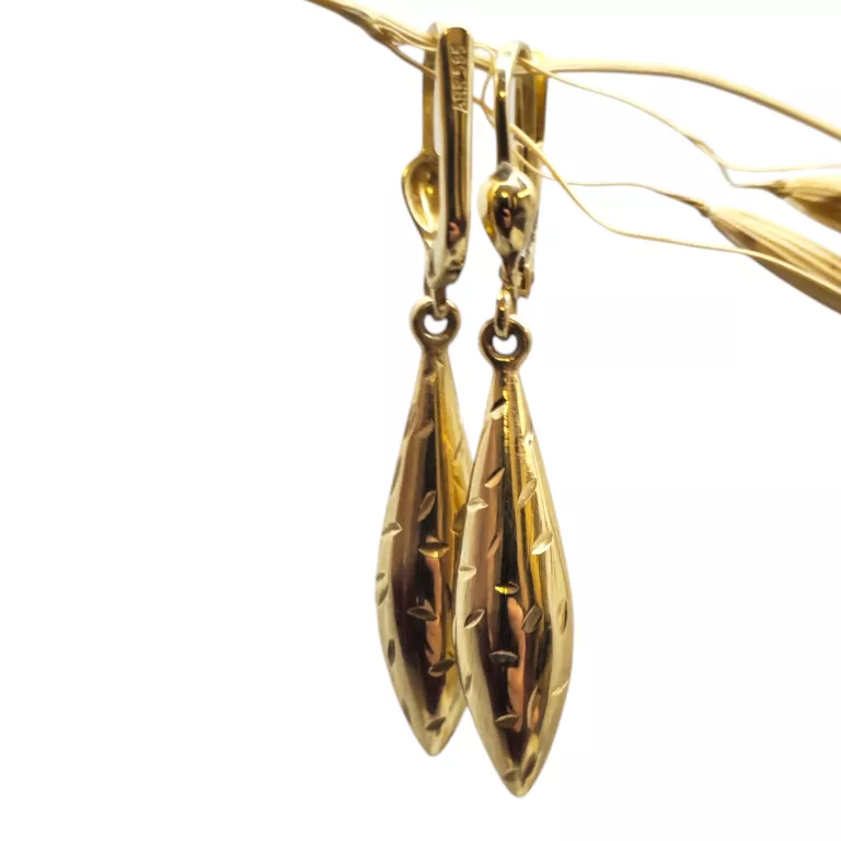 PIĘKNE WISZĄCE ZŁOTE KOLCZYKI