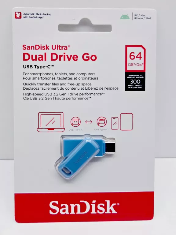 PENDRIVE SANDISK ULTRA DUAL DRIVE GO 64GB NIEBIESKI