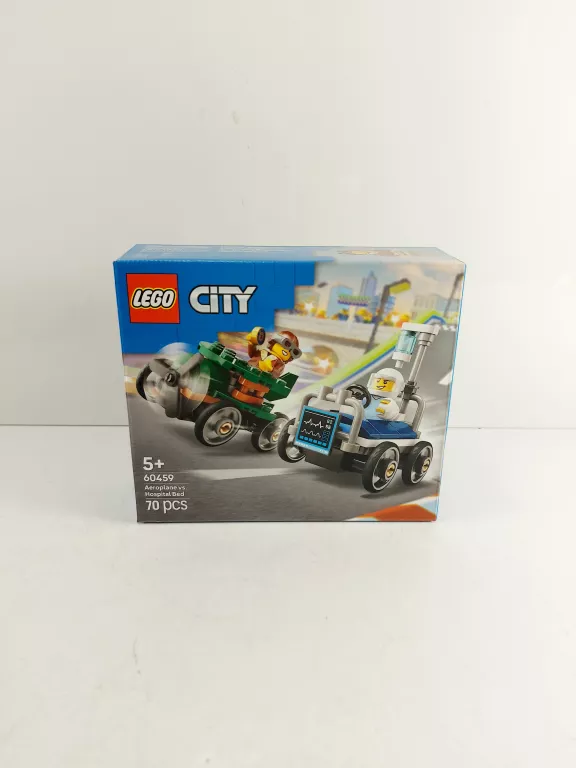 LEGO CITY 60459 PAKIET WYŚCIGOWY: SAMOLOT KONTRA. ŁÓŻKO SZPITALNE
