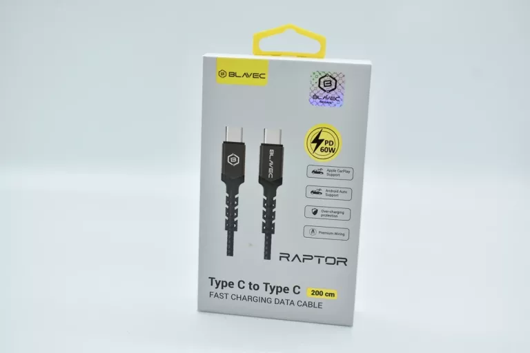 BLAVEC KABEL RAPTOR PLECIONY - TYP C NA TYP C - PD 60W 3A 2 METRY APPLE CA