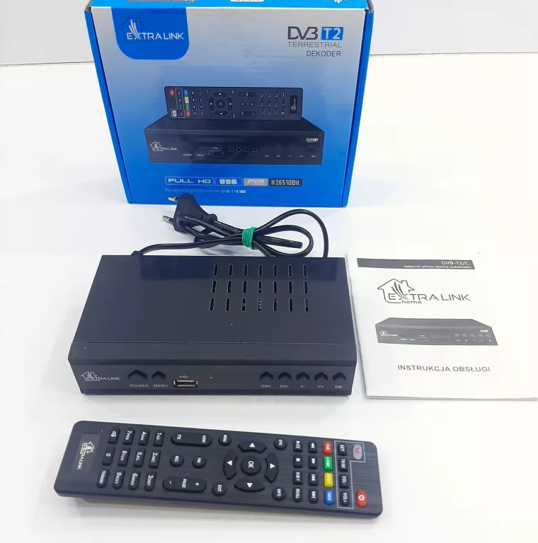 EXTRALINK HOME TUNER DEKODER DVB-T2 TV NAZIEMNEJ H.265 HEVC FULL HD USB