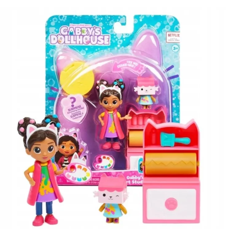 ZESTAW KOCI DOMEK GABI STUDIO ARTYSTYCZNE MALARKA LALKA FIGURKA AKCESORIA