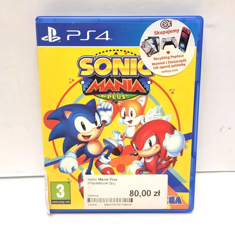 GRA SONIC MANIA PLUS PS4
