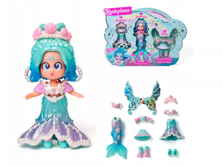 KOOKYLOOS ZESTAW LALKA PRINCESS PEARL MERMAID FAIRYTALE MIX & MATCH
