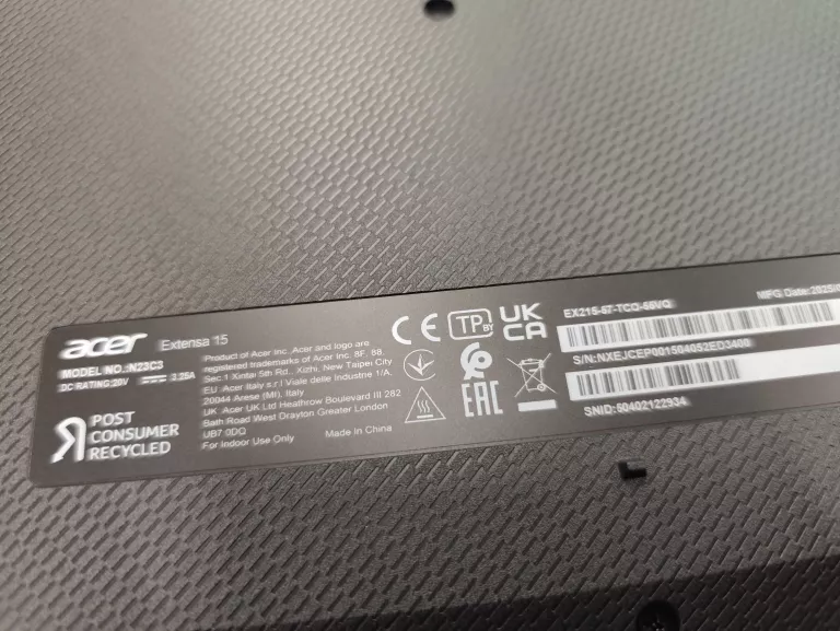 LAPTOP ACER EXTENSA 15 EX215-57