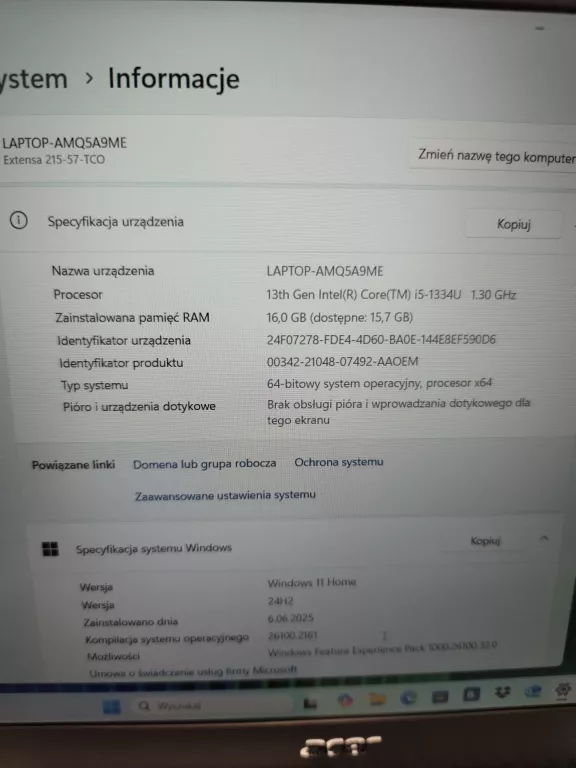 LAPTOP ACER EXTENSA 15 EX215-57