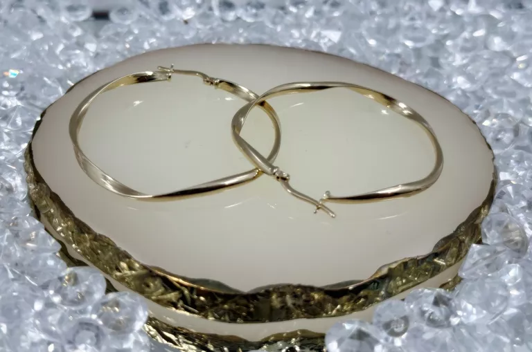 PRZEŚLICZNE ZŁOTE KOLCZYKI KOŁA 14 KARATOWE