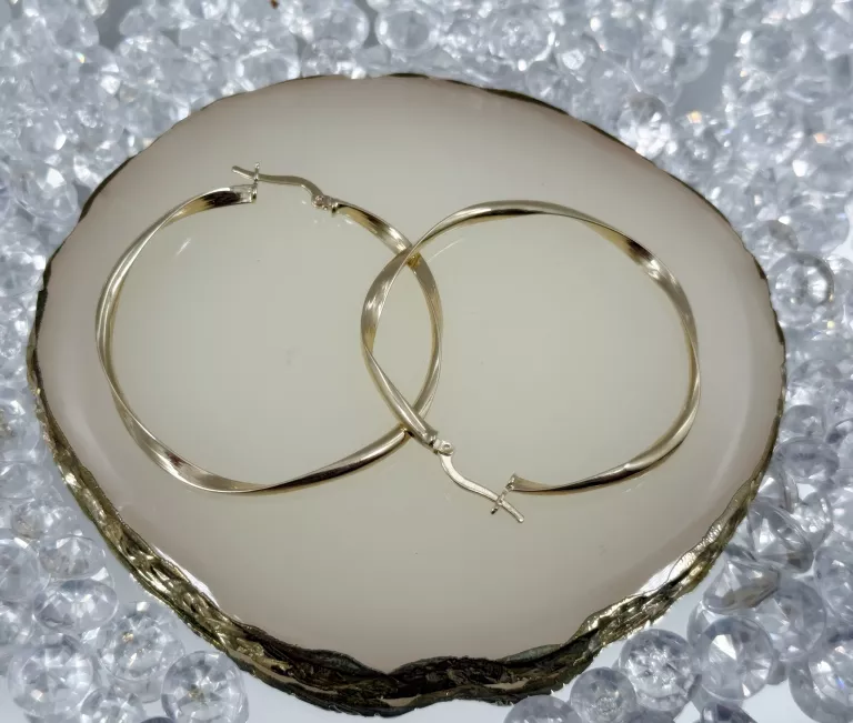 PRZEŚLICZNE ZŁOTE KOLCZYKI KOŁA 14 KARATOWE