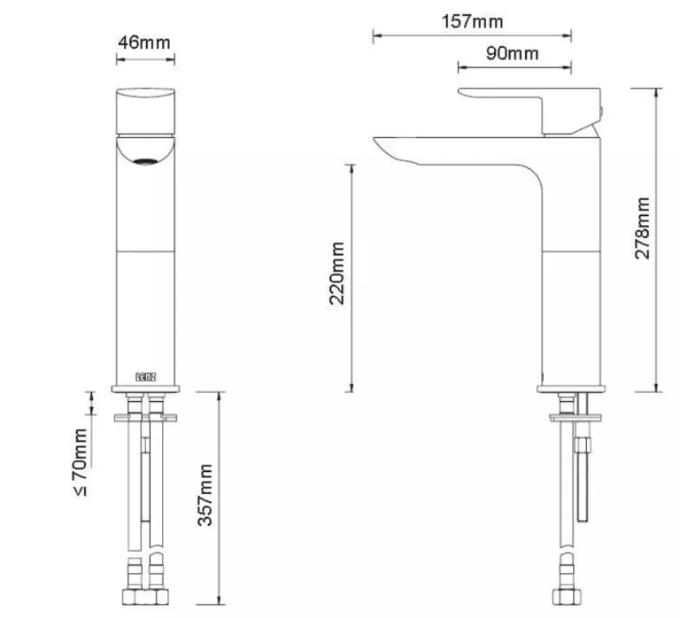 BATERIA UMYWALKOWA STOJĄCA Z WYSOKA WYLEWKĄ LENZ SREBRNA 4009698411439