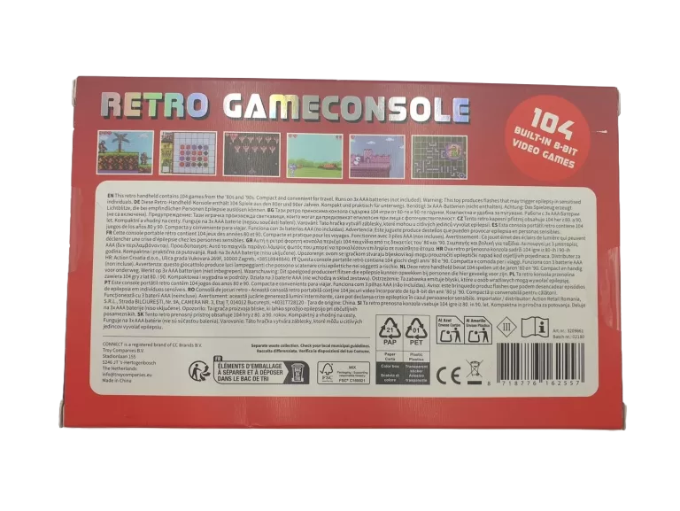 RETRO GAME CONSOLE PRZENOŚNA KONSOLA DO GIER 104 GRY CZERWONA