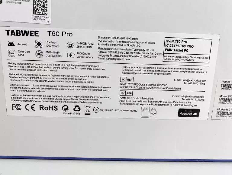 TABLET TABWEE T60 PRO 13,4-CALOWY