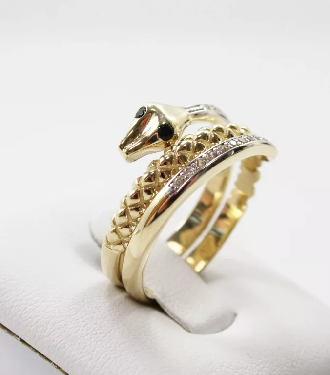 ZŁOTY PIERŚCIONEK WĄŻ CYRKONIE 585 R.18 5,09G.