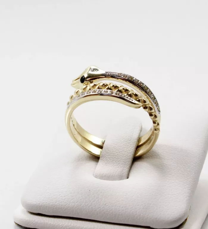 ZŁOTY PIERŚCIONEK WĄŻ CYRKONIE 585 R.18 5,09G.