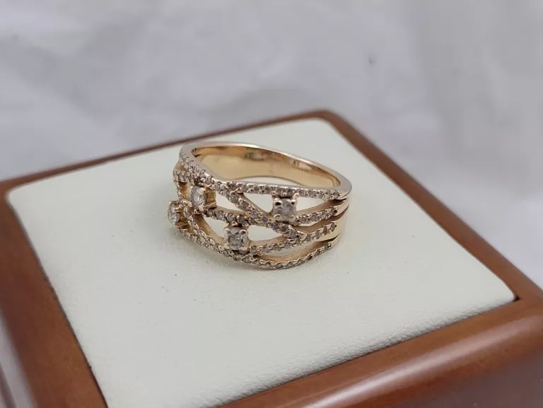 [585, R15, 5,68G] PRZEPIĘKNY ZŁOTY PIERŚCIONEK Z CYRKONIAMI