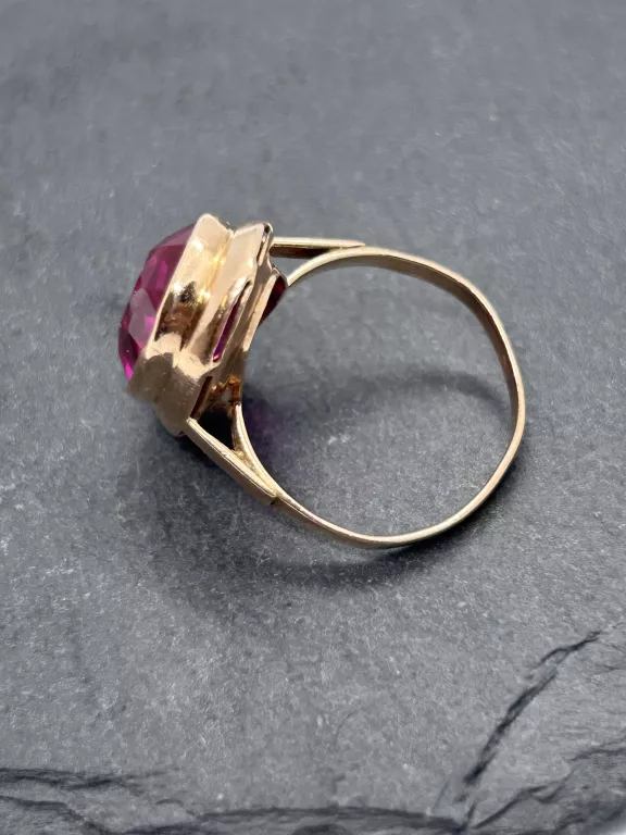 PIĘKNY  ZŁOTY PIERŚCIONEK ZRÓŻOWYM  KAMIENIEM PR583 | 5,32G