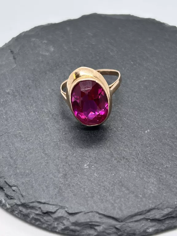 PIĘKNY  ZŁOTY PIERŚCIONEK ZRÓŻOWYM  KAMIENIEM PR583 | 5,32G